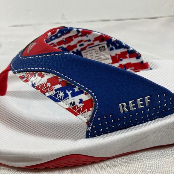 NWT Reef Fanning Men\'s Flip Flop With Bottle Opener, Patriotic Size 9 main image 4